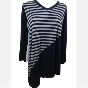 Comfy USA Asymmetrical Striped Top